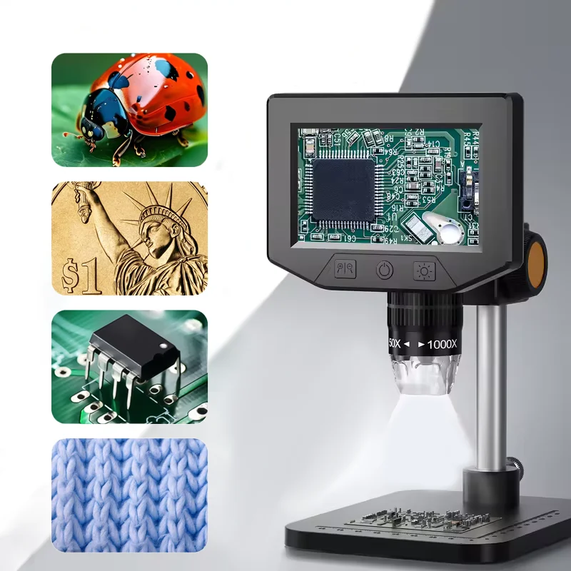4.5Inch IPS Digital Microscope With Lights 1080P 50X-1000X Ultra-Precise Focusing Camera For Coin Circuit