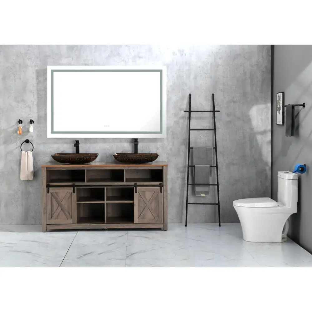 

22.25" L -14.5" W -4 4-3/8 in. H Golden Handmade Glass Rectangle Vessel Bathroom Sink in Brown and Gold Fusion Finish