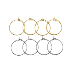 50pcs Hypoallergenic Stainless Steel Earring Wires Beading Hoop Wine Glass Charm Ring For DIY Ear Jewelry Craft Supplies Finding