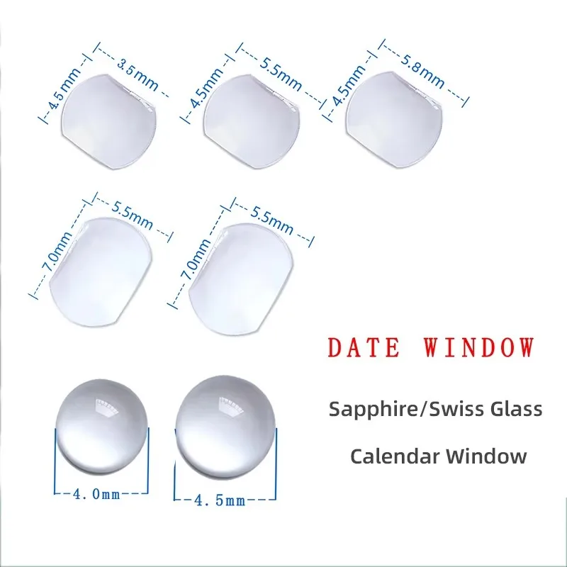 Free shipping Magnifier For Tudor Rolex Water Ghost With 7.0*5.5mm 5.8*4.5mm Watch Glass Lens Sapphire Swiss Glass Date Window