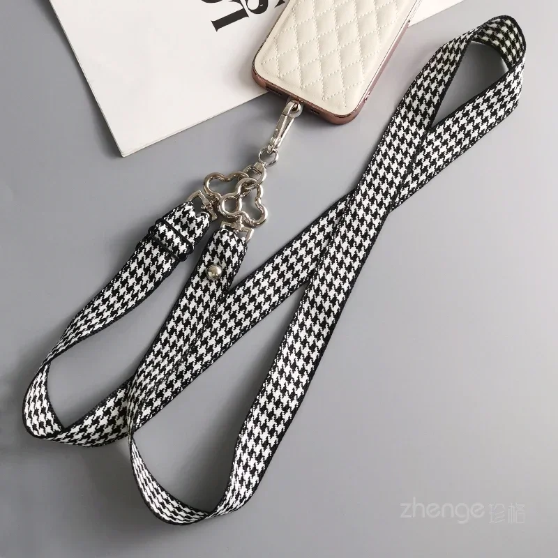 Long Crossbody Lanyard Thousand Bird Grid Universal Neck Clip Phone Case Adjustable Length Hanging Rope Mobile Phone Lanyard