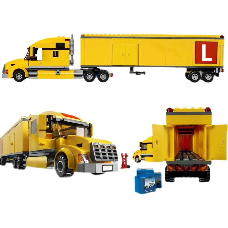 City Series Transporter Yellow Big Truck Vehicle  Model Building Blocks Bricks Children\'s puzzle Technical Toys for Kids Gifts