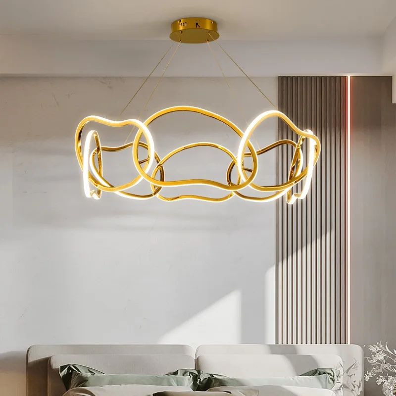 

Nordic minimalist light light simple atmosphere special-shaped chandelier bedroom dining room stainless steel designer new