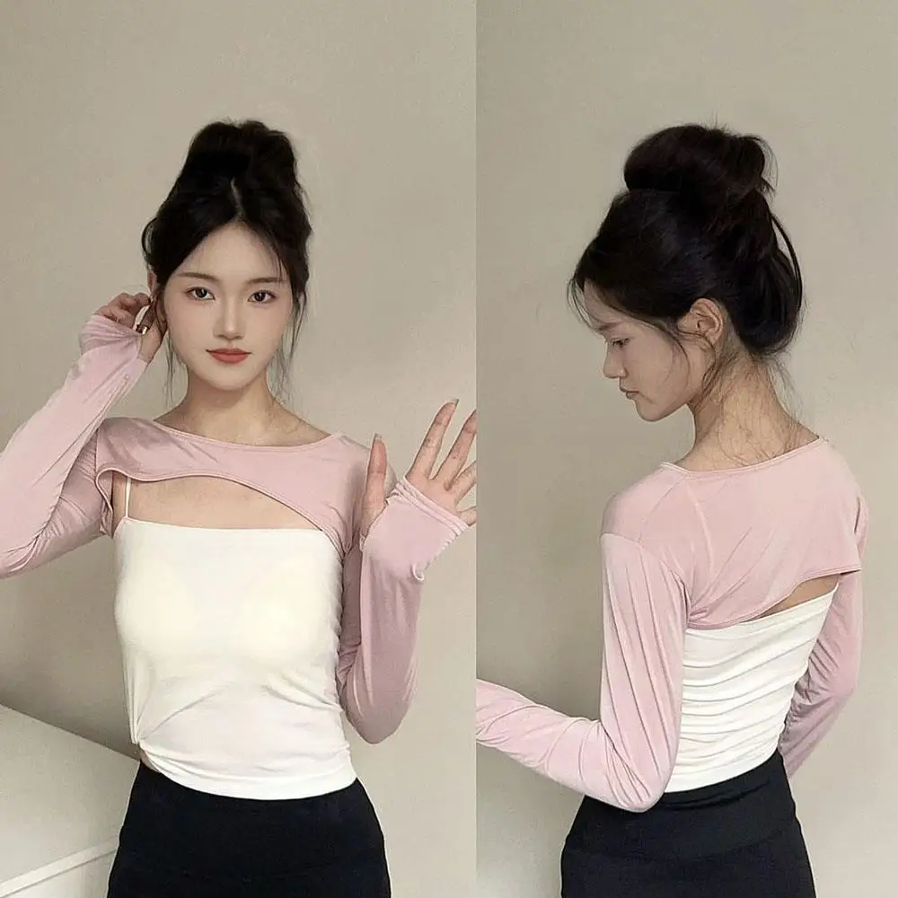 

Sweet Plain Shrug Shoulder-to-shoulder Arm Cover Cute Ladies Top Cropped Cape Ice Sleeves Sport Supplies Soft Long Sleeve
