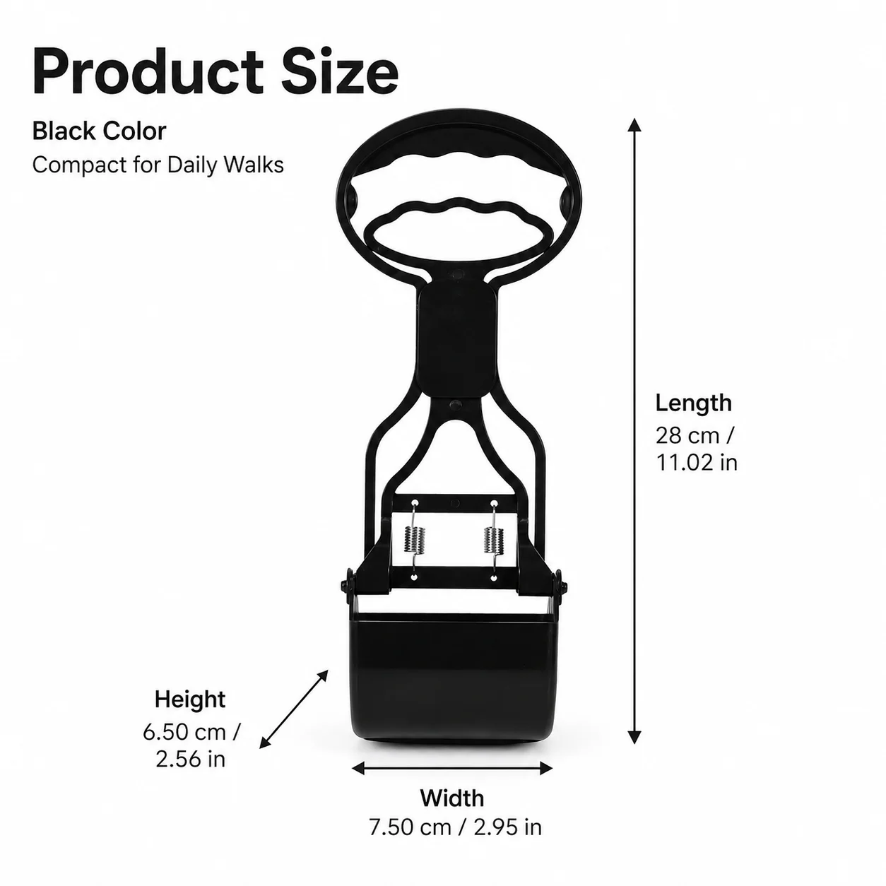 Pet Waste Scooper One Hand Portable Dog Poop Picker Spring Loaded Easy Clean Pickup Tool for Outdoor Walks Grass Sidewalk Yard