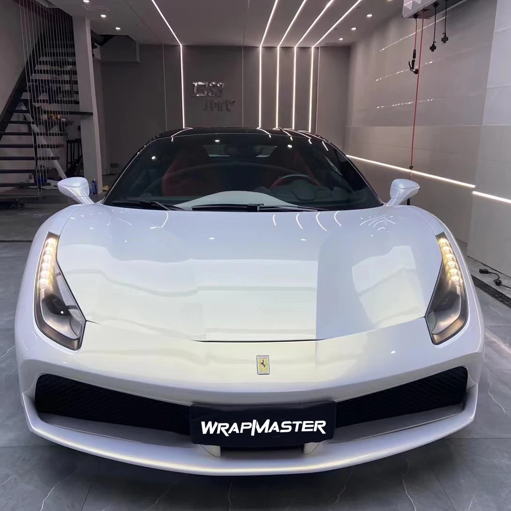 WRAPMASTER 1.52*18 meter gloss chameleon pearl vehicle car vinyl wrap cost white to gold