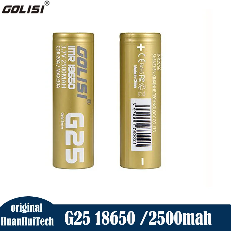 100% Original GOLISI G25 IMR 18650 Battery 2500mAh Rechargeable Battery Powerful 800 Times Cycle For Toy Camera