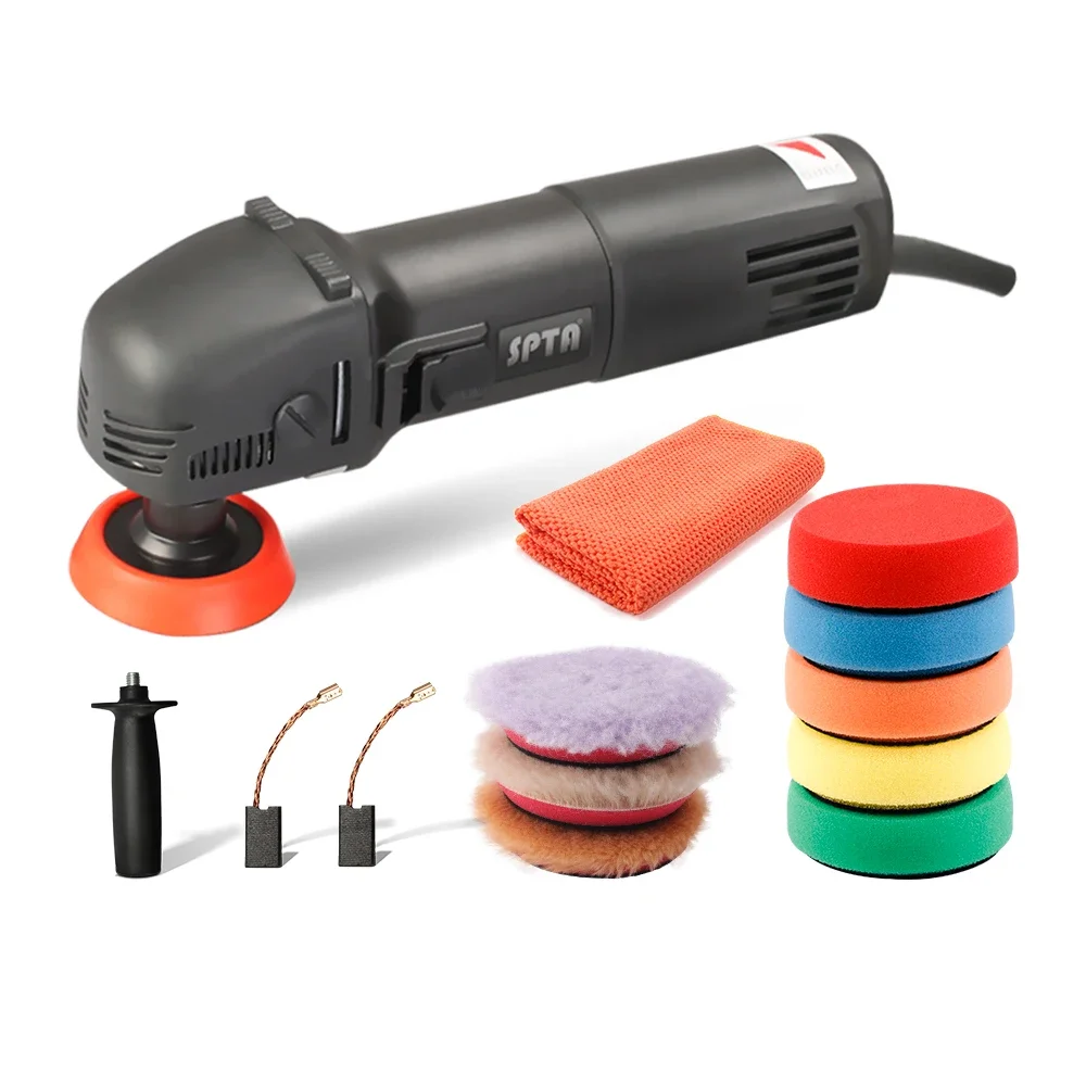 

SPTA Mini Polishing Machine Buffer Rotary Polisher M14 Thread with 5Pcs Spopng Pads & 3Pcs Wool Pads For Car Detailing Polishing