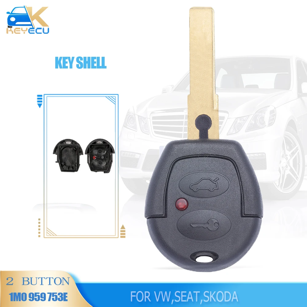 

KEYECU 2 Button Remote Car Key Shell Case House Fob for VW Volkswagen Polo Golf Passat Bora Jetta Sharan