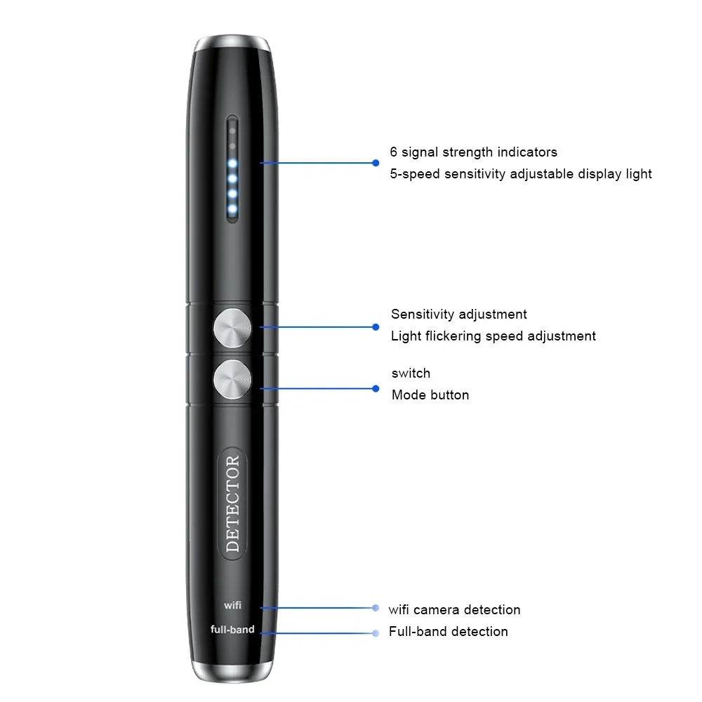 Портативный антишпионский детектор в форме ручки, автоматическое обнаружение GSM, GPS, Wi-Fi трекер, камера, ошибки, профессиональный детектор сигналов, инфракрасный сканер