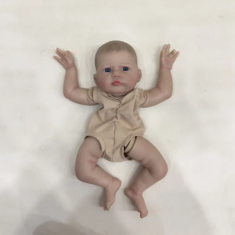 19inch Reborn Kit Heron Painted Doll Kit Unfinished Doll Parts with Hand Rooted Hair Dark Skin Lifelike Doll