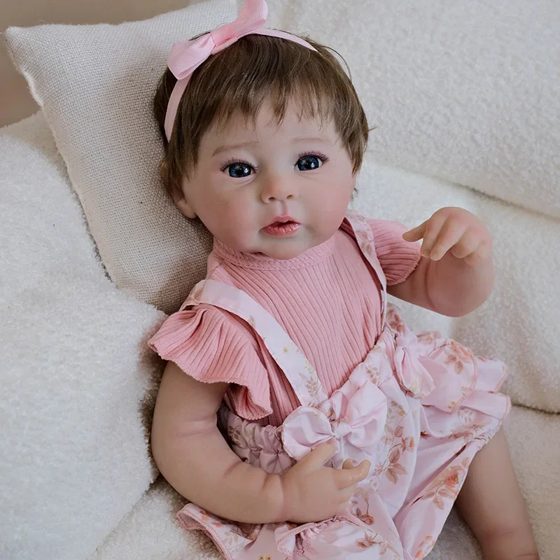 

19inch Full Body Vinyl Reborn Baby Doll Raven Lifelike Real Baby Girls Muñecas Bebe Reborn Multilayer Painting 3D Skin Tone