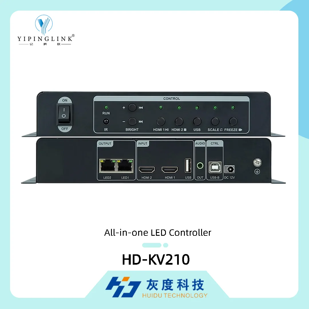 

Контроллер LED-экранов HUIDU HD-KV210 «три в одном» с поддержкой 1,3 млн пикселей и 2 выходными портами, видеопроцессор для LED-дисплеев