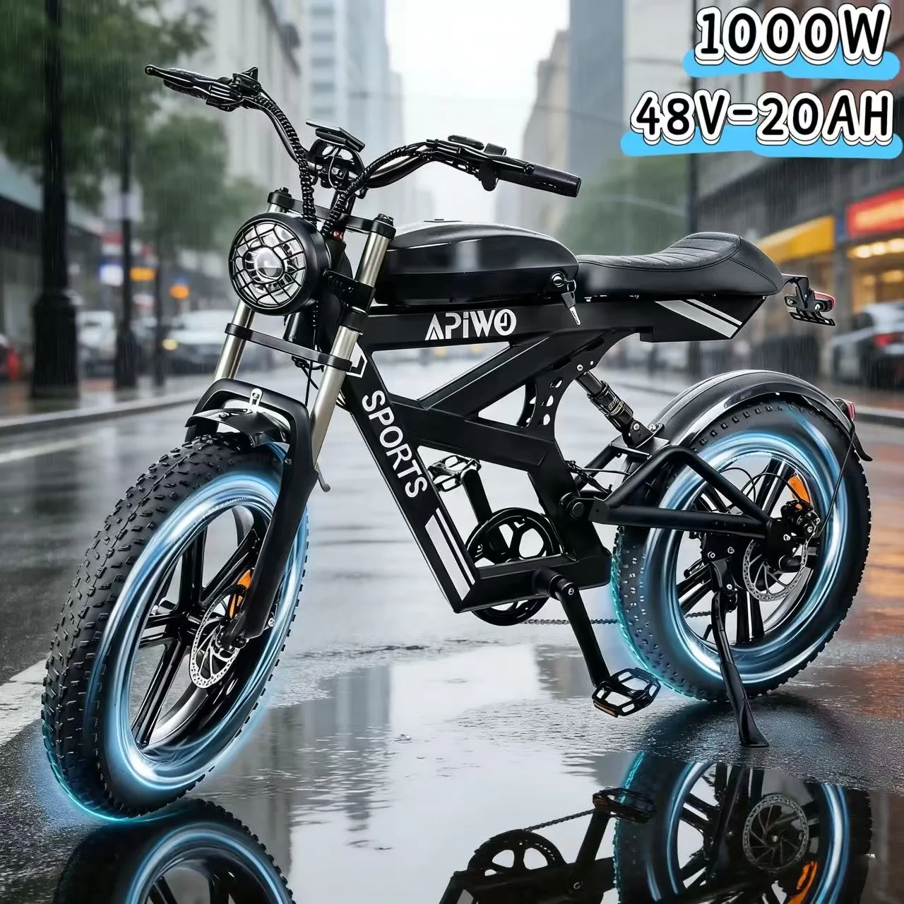 

LED headlight electric bicycle LCD display with 1000W motor 48V 20AH capacity battery E-bike, leisure sports and entertainment