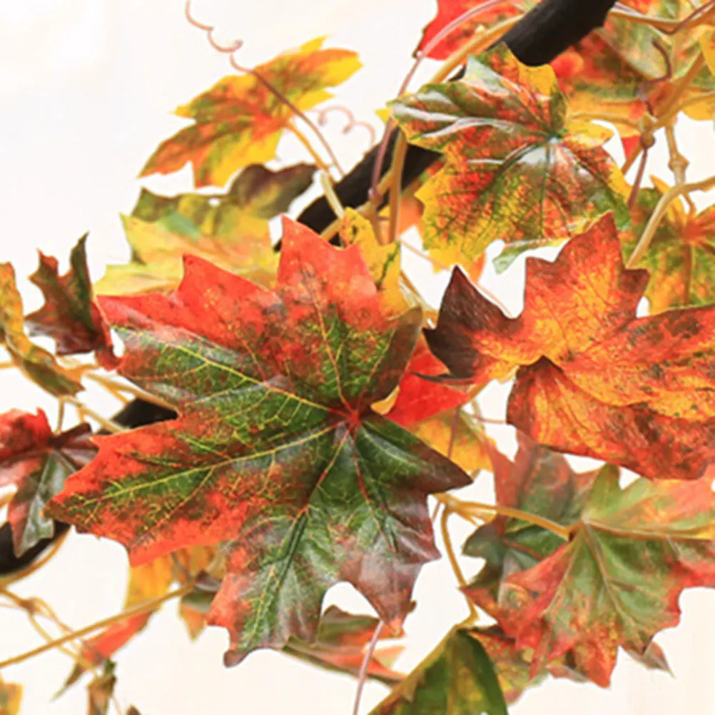 

1.8m Artificial Hanging Maple Leaf Plants Decor Simulated Autumn Fall Leaf Wedding Home Garden Office Balcony Wall