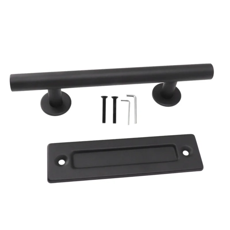 

Sliding Barn Door Handle Black Carbon Steel Barn Door Handle For Cabinets Wardrobes