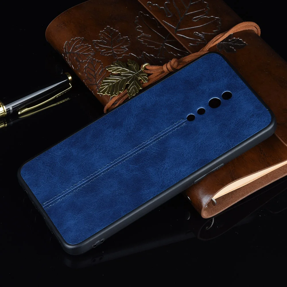 Oppo Reno Z Case Oppo RenoZ Suture Calfskin Soft Edge PU Leather Hard Phone Bag Cover For Oppo Reno Z PCDM10 CPH1979 Back Case