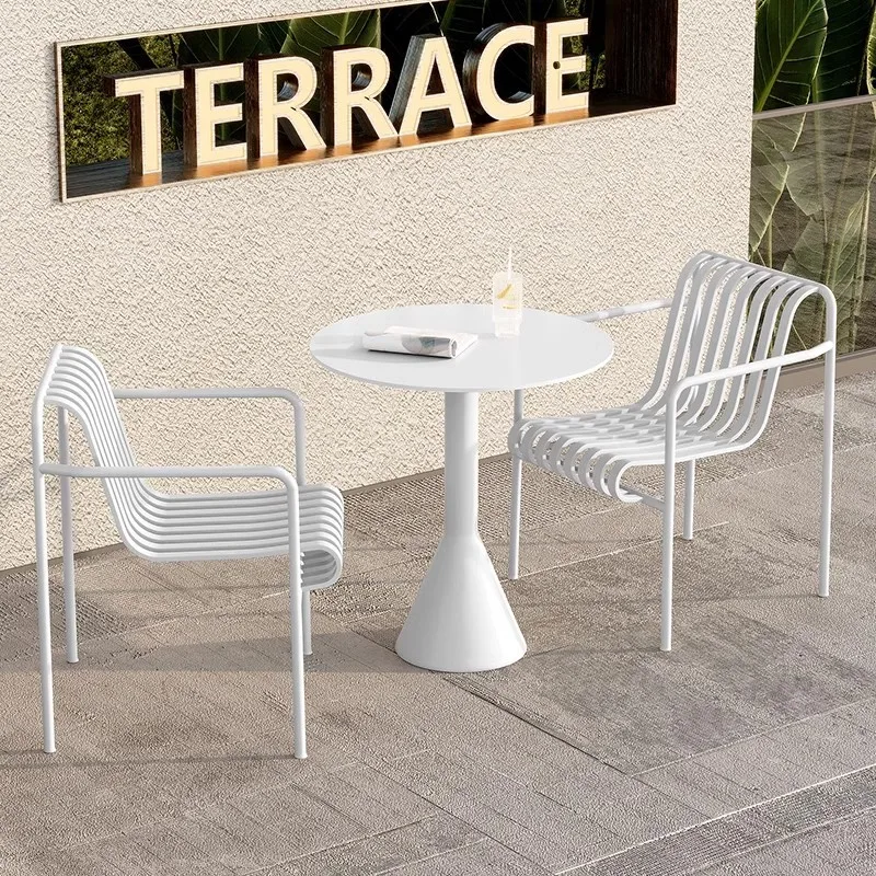 

Internet celebrity outdoor wrought ironcombination cafe outdoor negotiation courtyard open-air small round table leisure chair