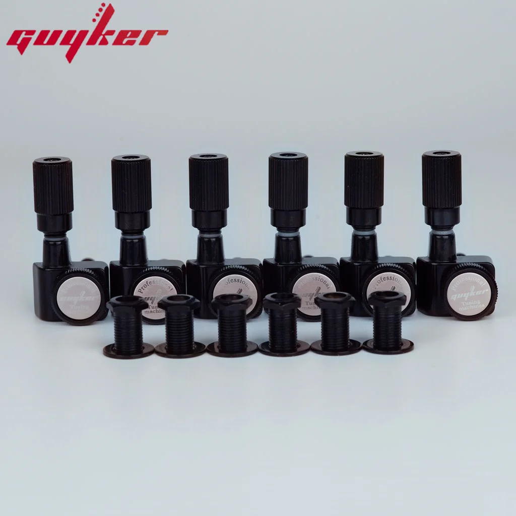 1 Set GUYKER 6 In-line Machine Heads No Screws 1:18 Vertical Cylindrical Handl Shank Locking Tuning Key Pegs Tuners Three Colors