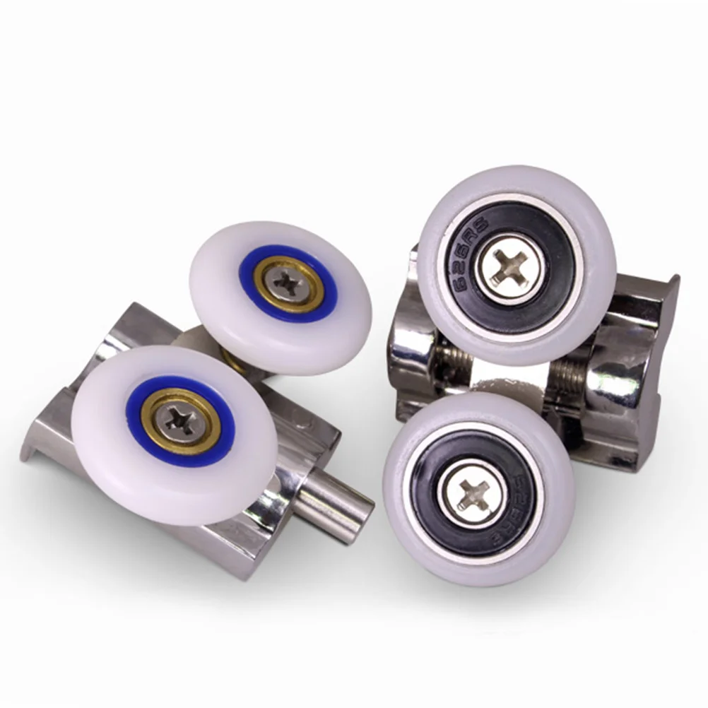 

4Pcs Shower Door Rollers Stainless Steel Bearing Balls Zinc Alloy Covers Smooth Sliding 26mm Wheel Replacement for Bathroom