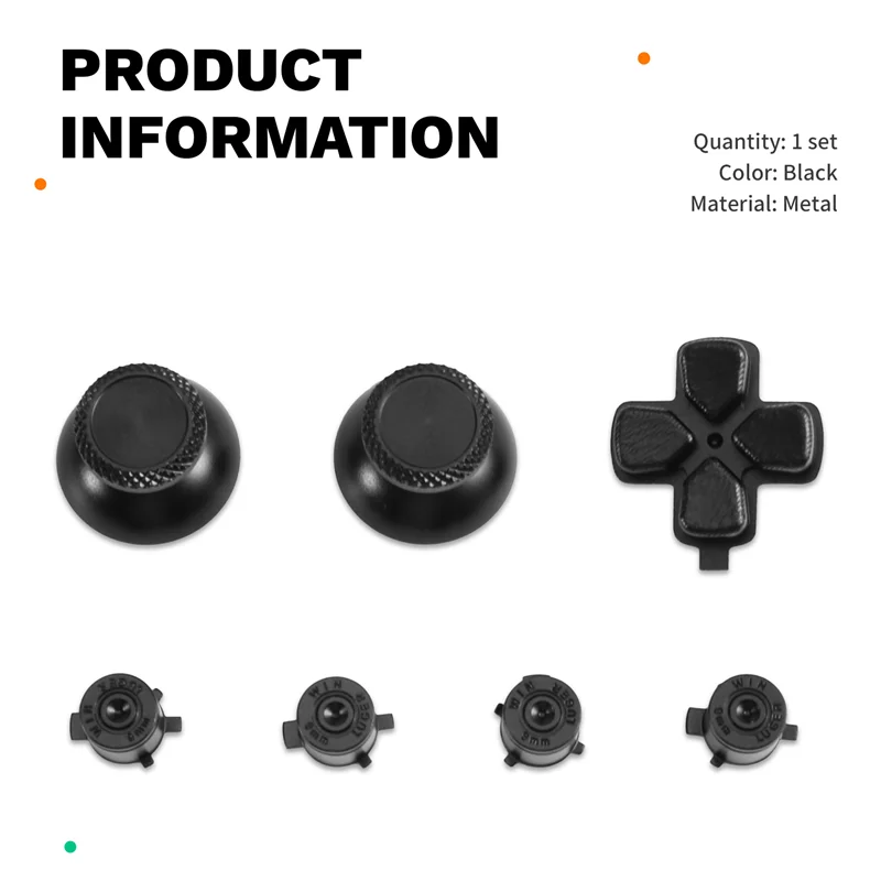 BNVN-Pulsante di direzione trasversale in metallo ABXY Set di chiavi per controller PS5 Set completo Tappi per levetta analogici Parti di riparazione 1 set per PS5 M