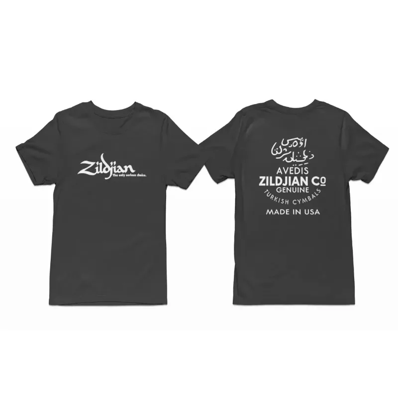 Camiseta de hombre negra informal de cuello redondo de algodón con estampado Zildjian Türkiye, camiseta clásica