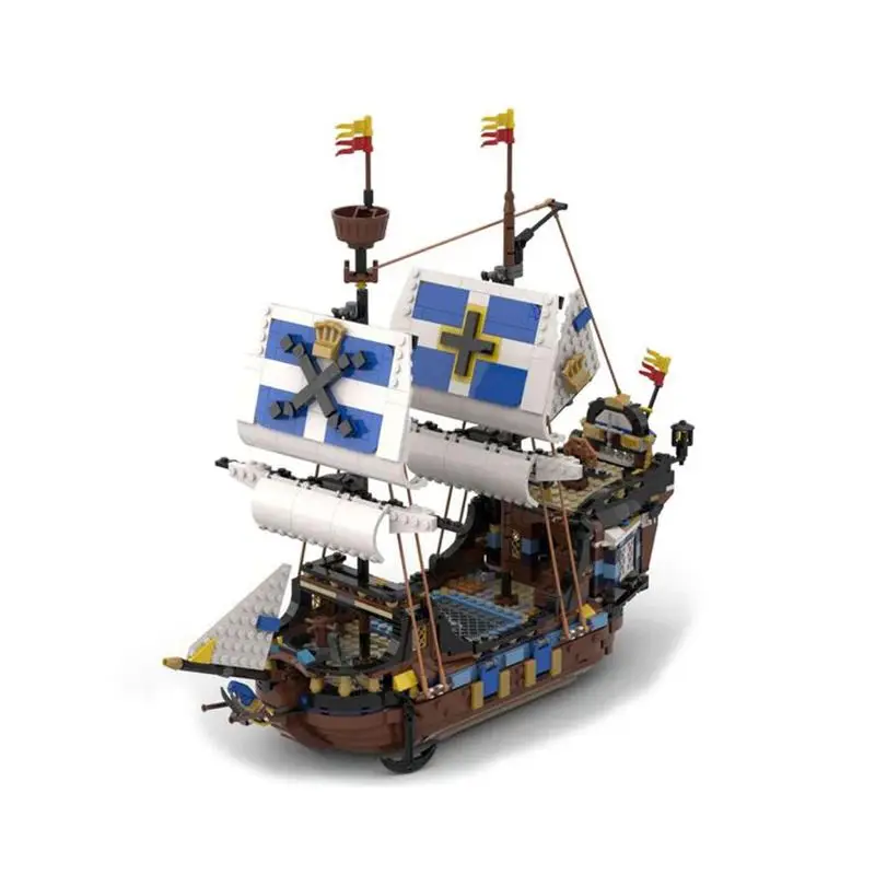 

MOC Building Blocks Imperial Battleships Royal Navy Warship Pirate Ship Exploration Bricks Privateer Frigate Children's Toy Gift