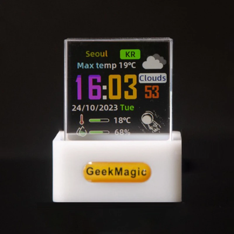 GeekMagic GIFTV Crystal Holographic Desktop Decoration Smart Weather Station Digital Clock with GIF Animations and Image Album