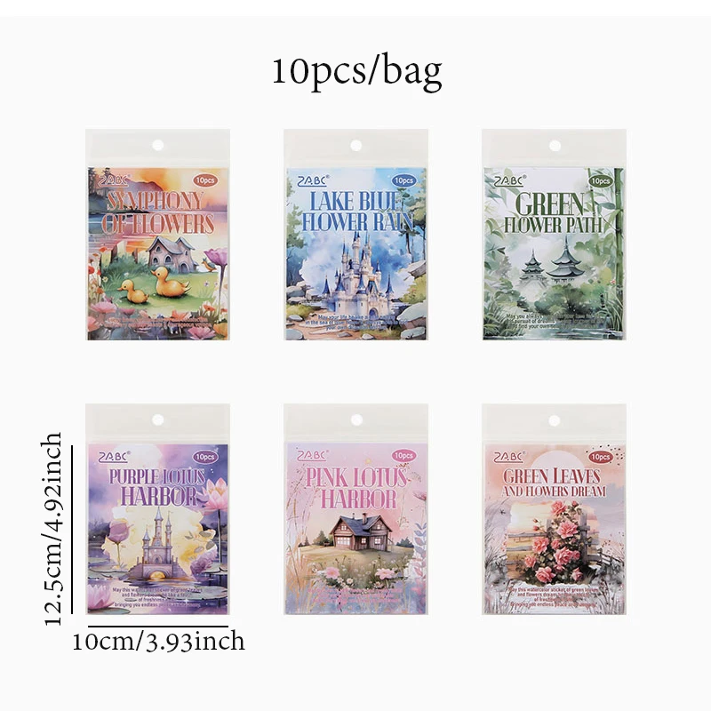 Mr. Paper 6Style 10Pcs/bag Flower Sea Walking Boat Series Sticker for DIY phone case handbook notebook photo frame decoration