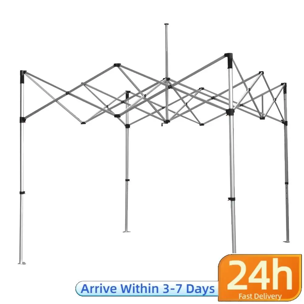 Folding Tent Support Frame 10ftx10ft Aluminum Canopy Replacement Frame with Hexagonal Legs Height Adjustable for Camping Travel