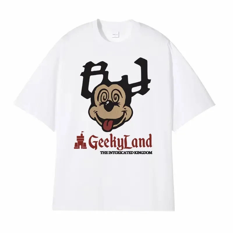 Men Harajuku Retro Unisex Fashion Oversized T Shirt Tops Rapper RR KanKan Really Rich Geekyland Graphic Tee Shirt Summer style