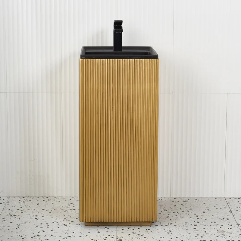 Small apartment wash basin square column basin artificial stone washbasin floor-to-ceiling integrated column basin