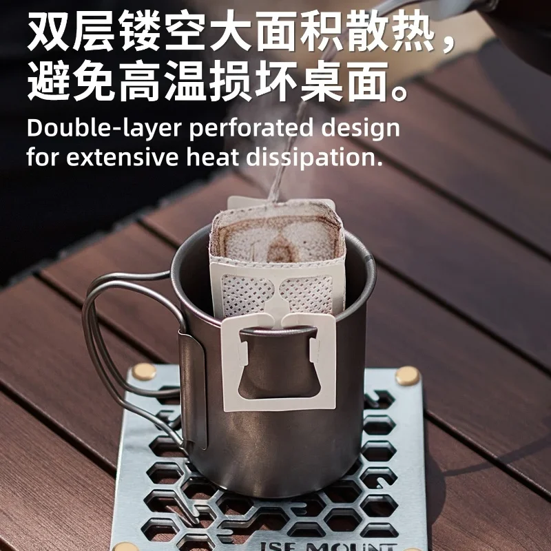 Stainless Steel Rectangular Coaster Multifunctional Insulation Table Mat Tableware Holder Creative Outdoor Camping Style