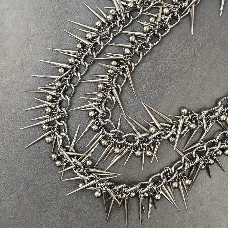 Übertreiben Schwere Punk Doppel-schicht Niet Biker Hosen Kette Männliche Frau Mode Rock Und Roll Luxus Zubehör Retro Schlüssel kette – Detail 8