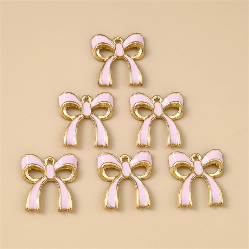 

20pcs 18x20mm Cute Enamel Bowknot Charms Pendants for Making Drop Earrings Necklaces Bracelets Accessories DIY Crafts Supplies