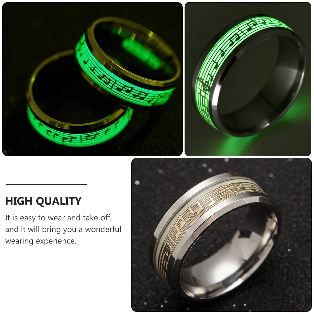 

Glow in The Jewelry Engagement Gift Finger Decoration Stainless Steel Luminous Musical Note
