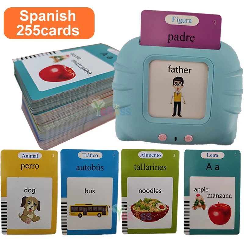 Lernspielzeug für Sprache und Lesekompetenz, sprechende Lernkarten, Kinderspiele, Hörbuch, Geschenk, russisches Alphabet, Spanisch, Französisch