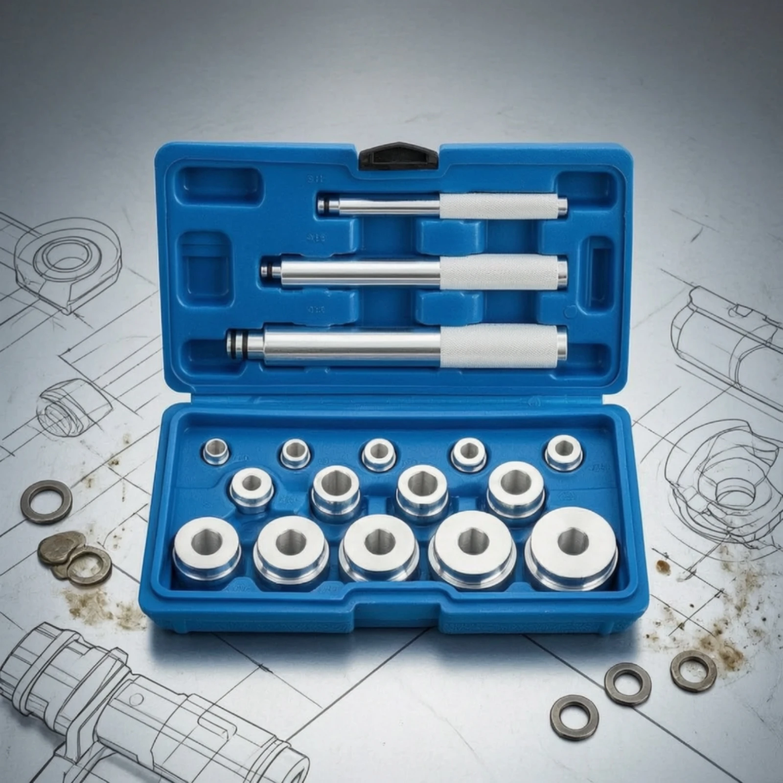 Wheel Bearing Tool Kit Aluminum Bearing Installation Tool with Case Hand Tools Portable Compact for Mechanics, Automotive Repair - view 4