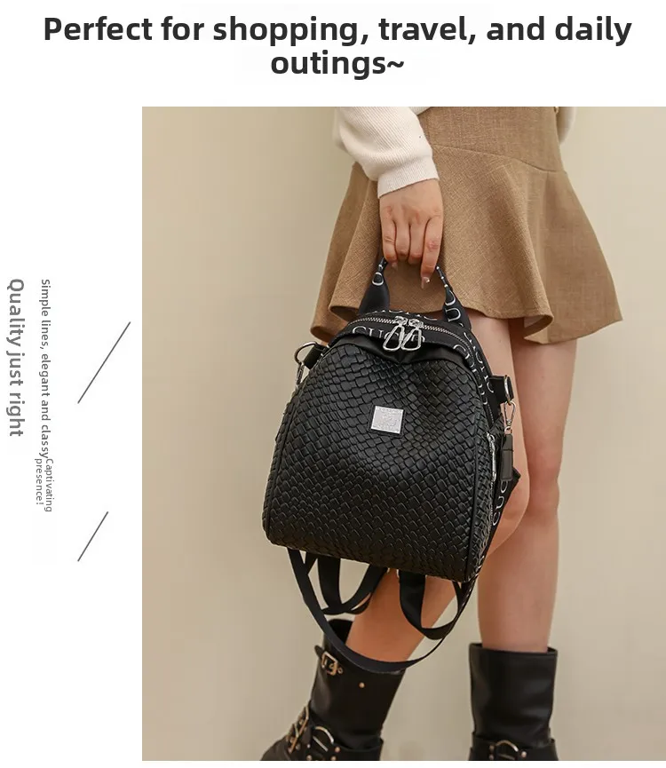 Luxury Weaving Women's Bapa Large Capaci Student Bookbag Hong Kong Brand Faionable Versatile Dual-oulder Bag 2023 N...