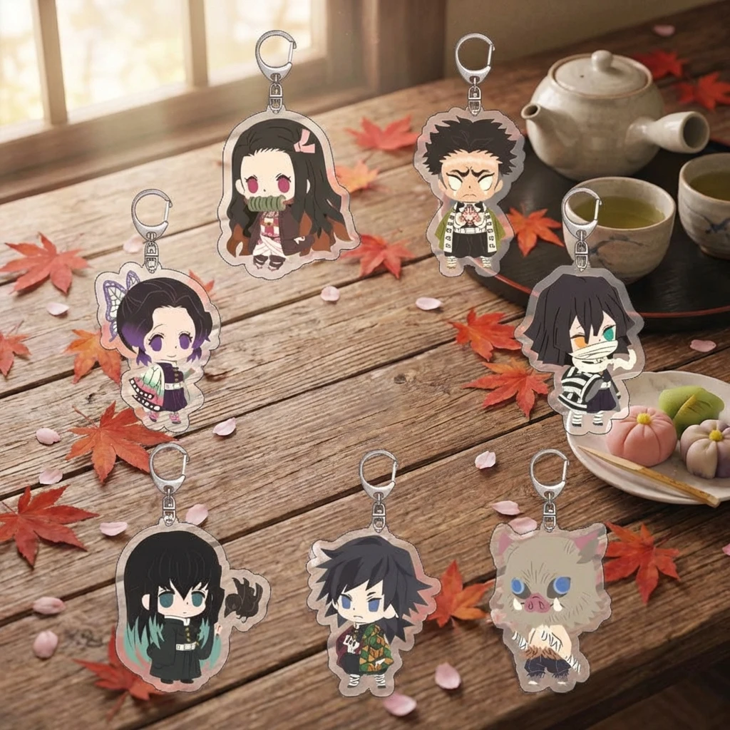 Anime Demon Slayer Acrylic Keychain Series Creative Pendant Kamado Tanjiro Zenitsu Agatsuma Nezuko Merchandise Accessories Gift
