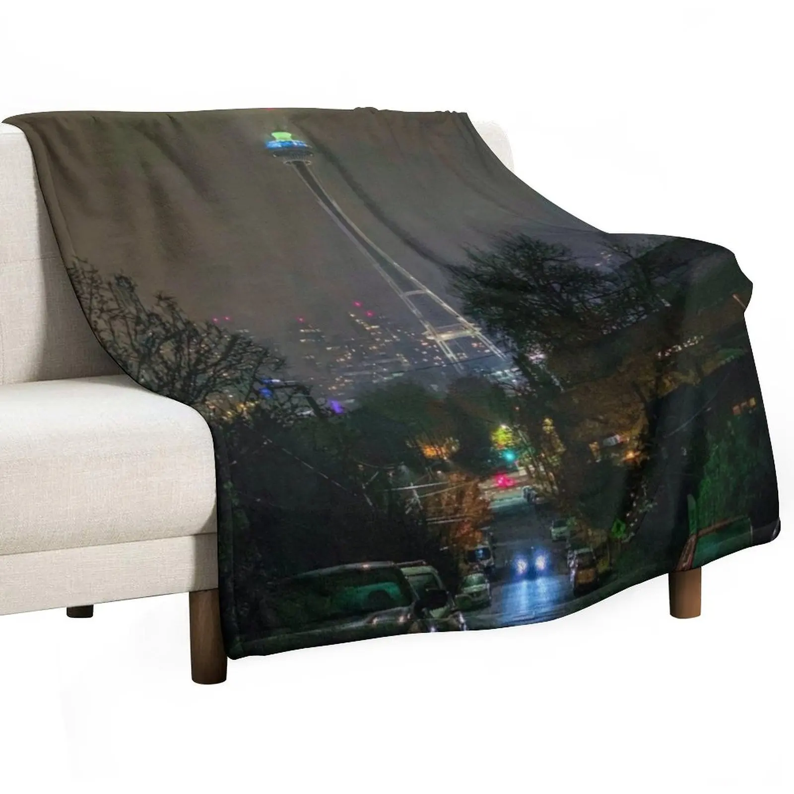 Night Space Needle Seattle Throw Blanket Personalized Gift Sleeping Bag Blankets