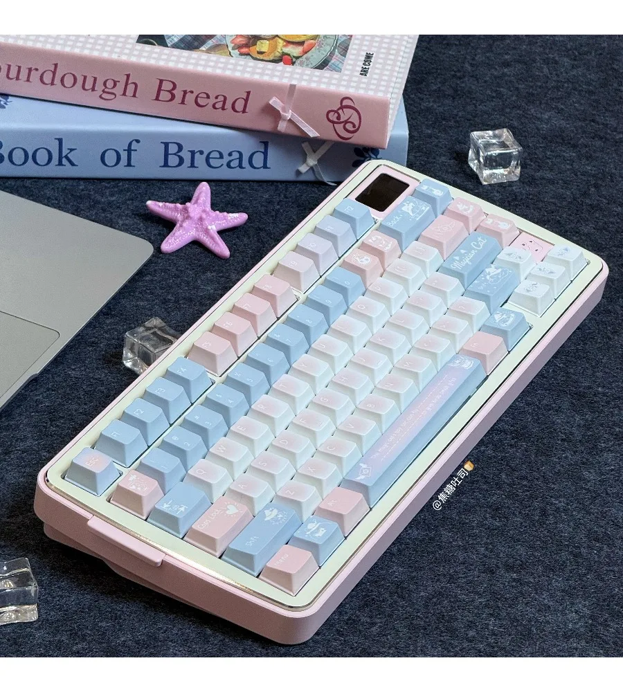Xingmang pink and blue 1.6-1 material original factory height keycap hot sublimation woting cross shaft