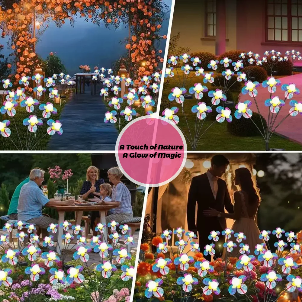 Luzes solares para flores de jardim – lâmpada LED de pétalas que muda de cor – luz à prova d'água para paisagem de gramado ao ar livre para decoração de quintal