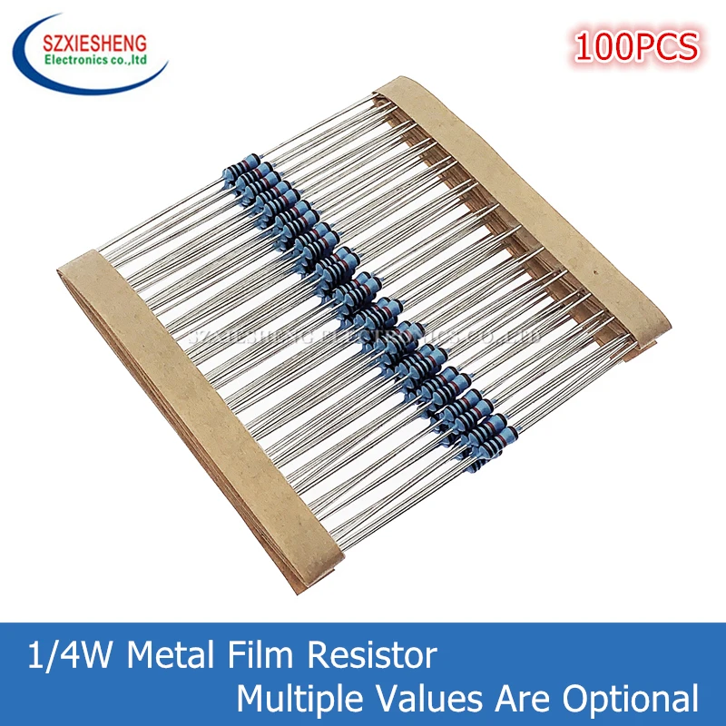 100 STKS 1/4 W Metaalfilmweerstand 0.25 W 0R-22M 1% 0 1 2.2 10 100 150 220 270 330 470 1 K 2.2 K 4.7 K 10 K 47 K 100 K 470 K 1 M 10 M 20 M Ohm