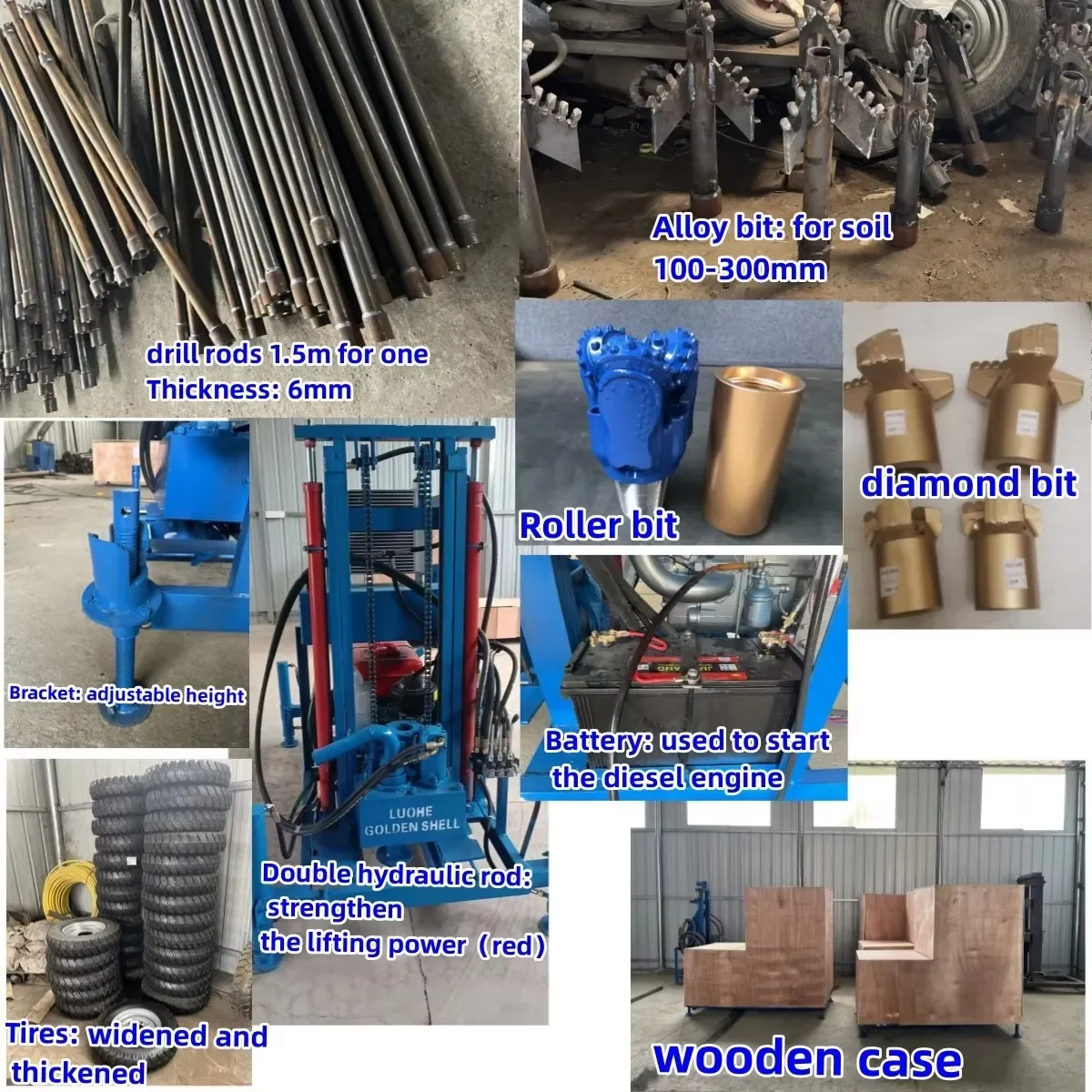 Factory Price Portable Water Well Drilling Rig Diesel Trailer Mounted Mobile Drilling Rigs 6-Blade PDC Drill Bit For Coal Mining