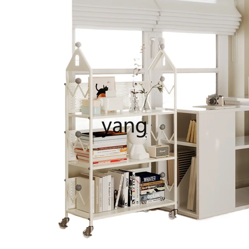 

LTT Floor Shelf Movable Wheeled Small Bookcase Picture Book Storage Rack