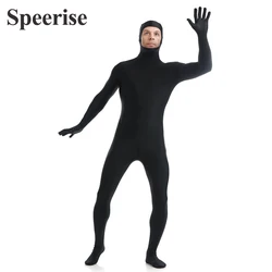 Adult Face Open Black Zentai Suit Men Bodysuit Full Body Cosplay One Piece Nylon Spandex Nylon Halloween Dance Costumes Unitard