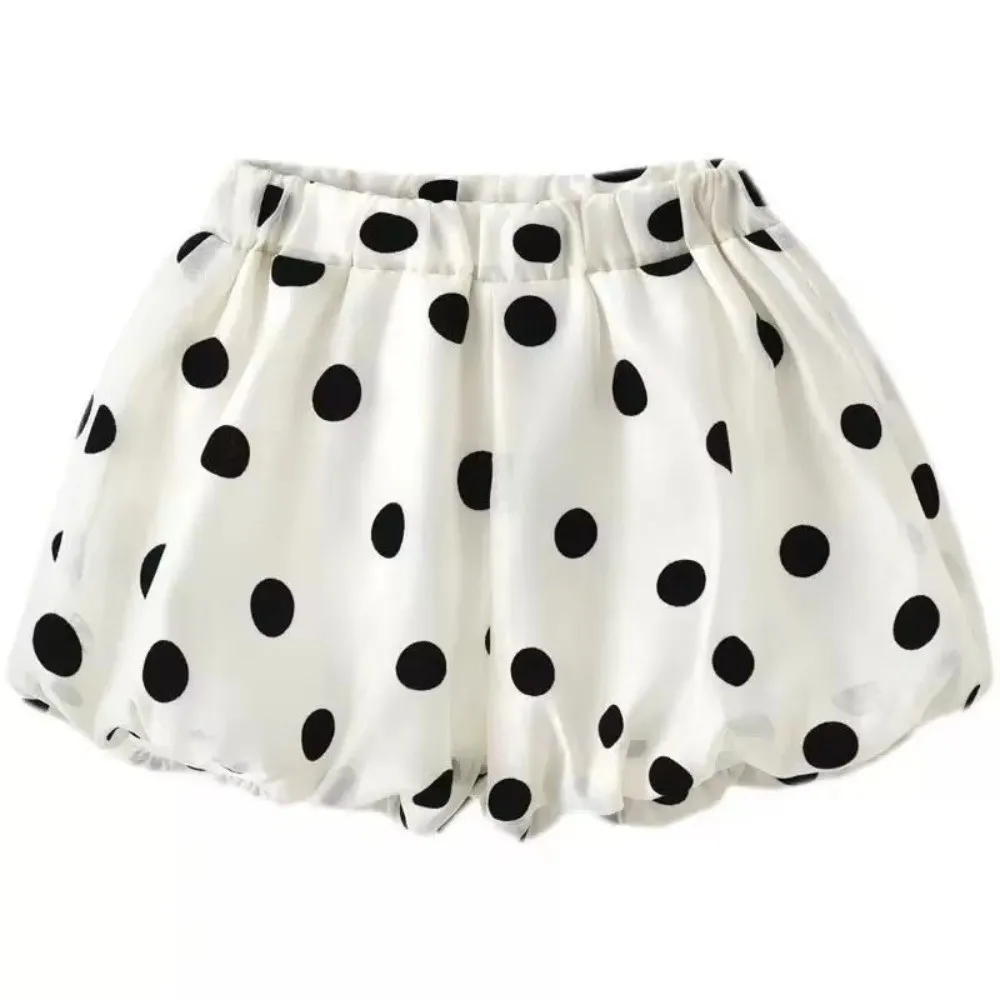 Korean Casual Pants Versatile Big Dots Big Dots Bloomer Elastic Waist Shorts Baby Girl