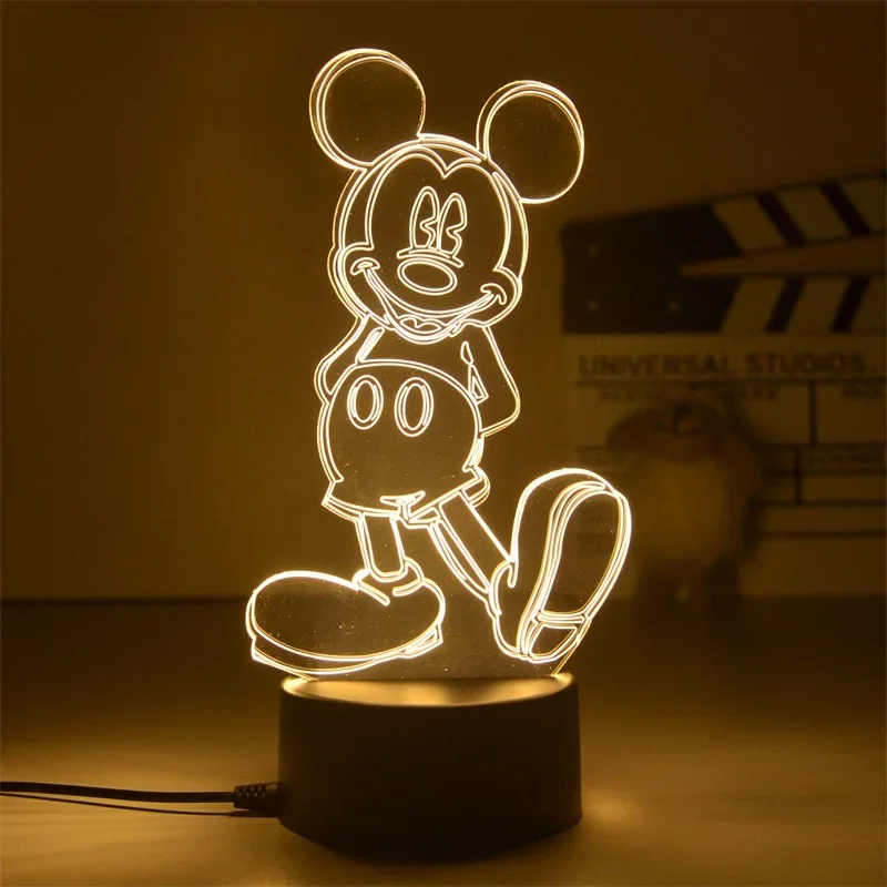 Disney Mickey Mouse Anime Led Night Light Model Toys Anime Figure 3D Lamp Children Bed Room Decor Birthday&Christmas Gift