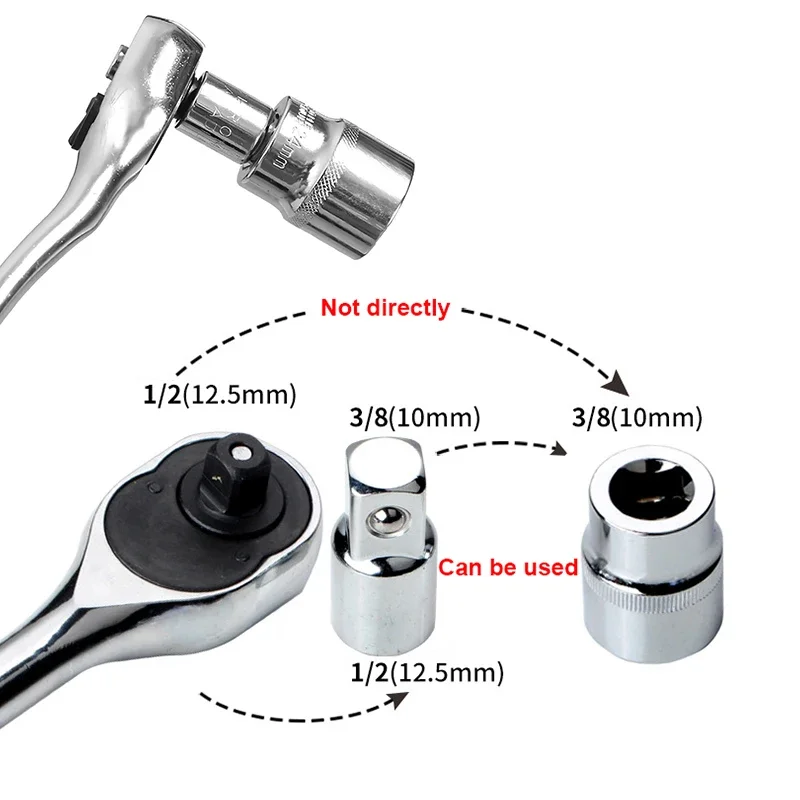 4pc Silver Black Variable Diameter Sleeve Square Sleeve Conversion Flying Head Adapter 1/2 3/8 1/4 Tool Set Crimping tool Nsv